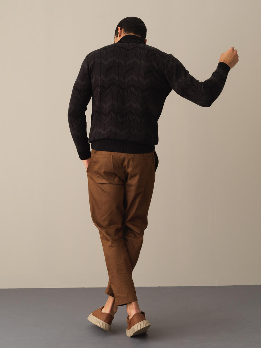 Fisherman Neck Cotton Regular Fit Sweater - 5