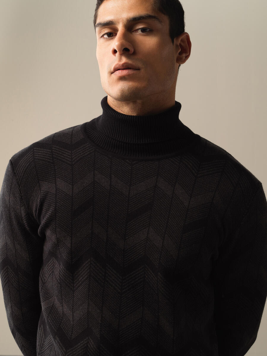 Fisherman Neck Cotton Regular Fit Sweater - 1