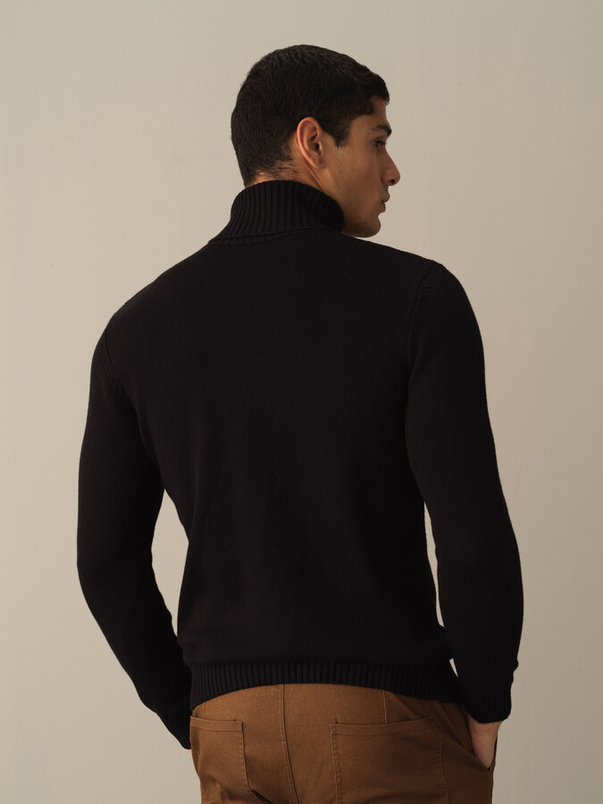 Fisherman Neck Cotton Regular Fit Sweater - Xint