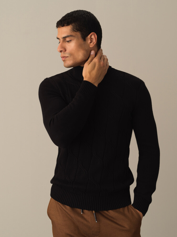 Fisherman Neck Cotton Regular Fit Sweater - Xint