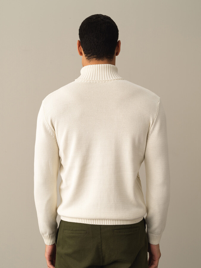 Fisherman Neck Cotton Regular Fit Sweater - Xint