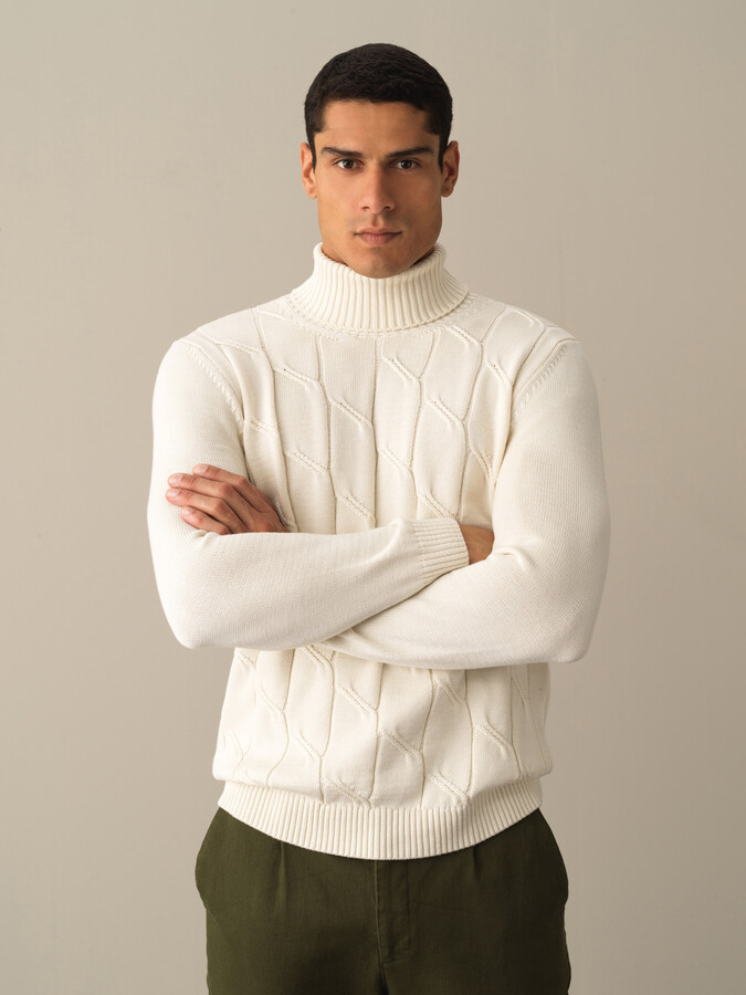 Fisherman Neck Cotton Regular Fit Sweater - Xint