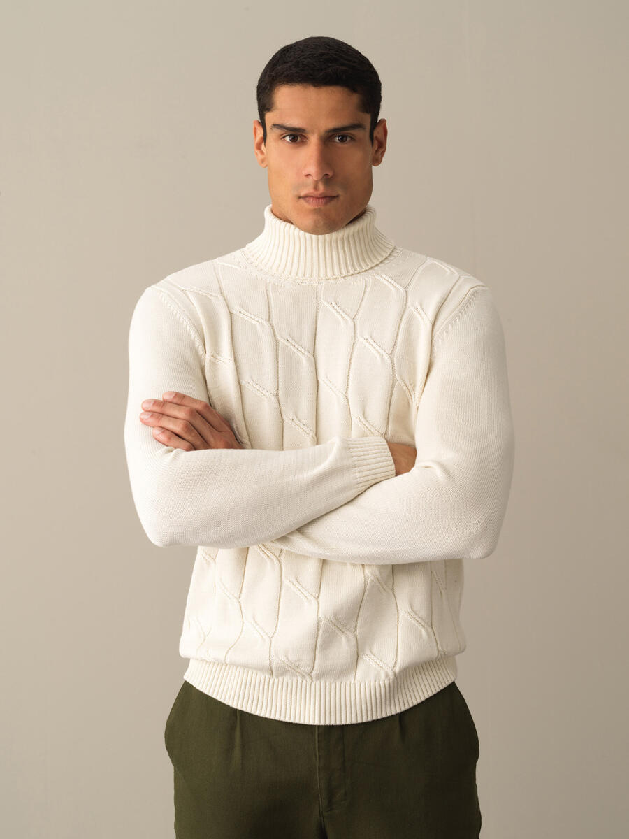 Fisherman Neck Cotton Regular Fit Sweater - 1