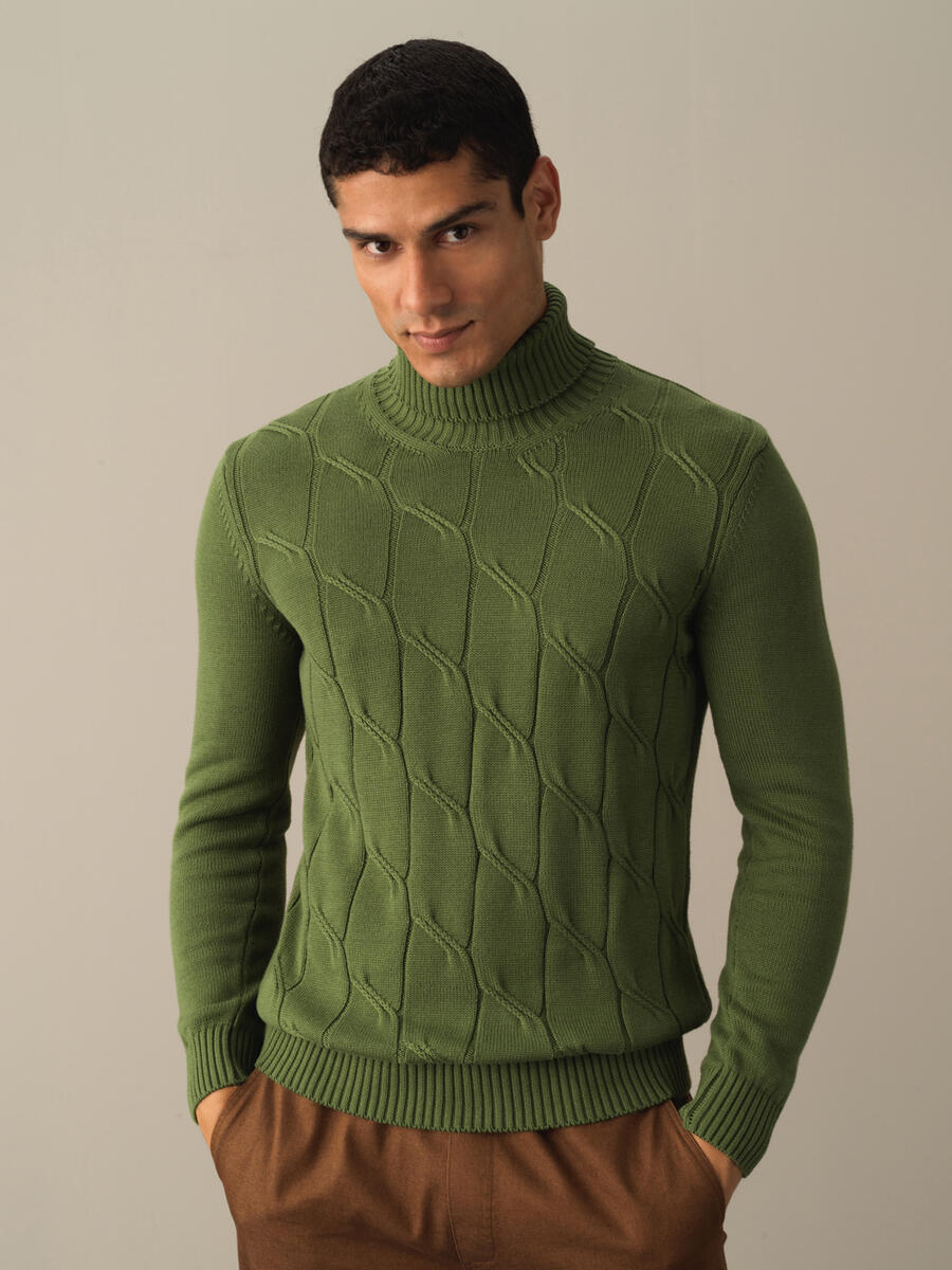 Fisherman Neck Cotton Regular Fit Sweater - 1