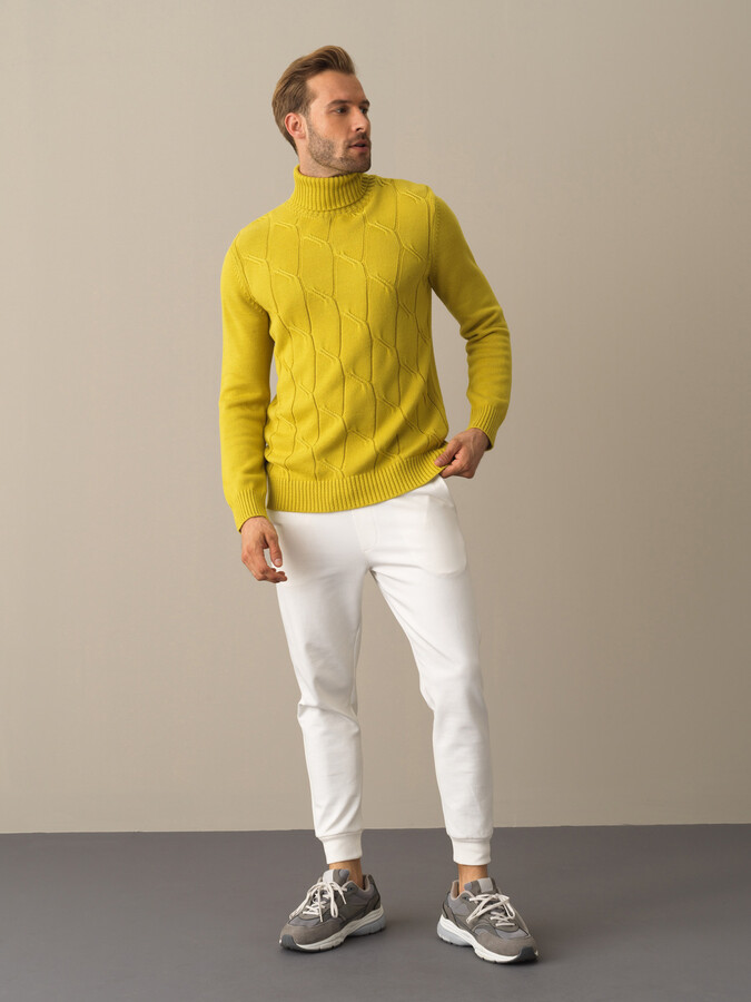 Fisherman Neck Cotton Regular Fit Sweater - Xint