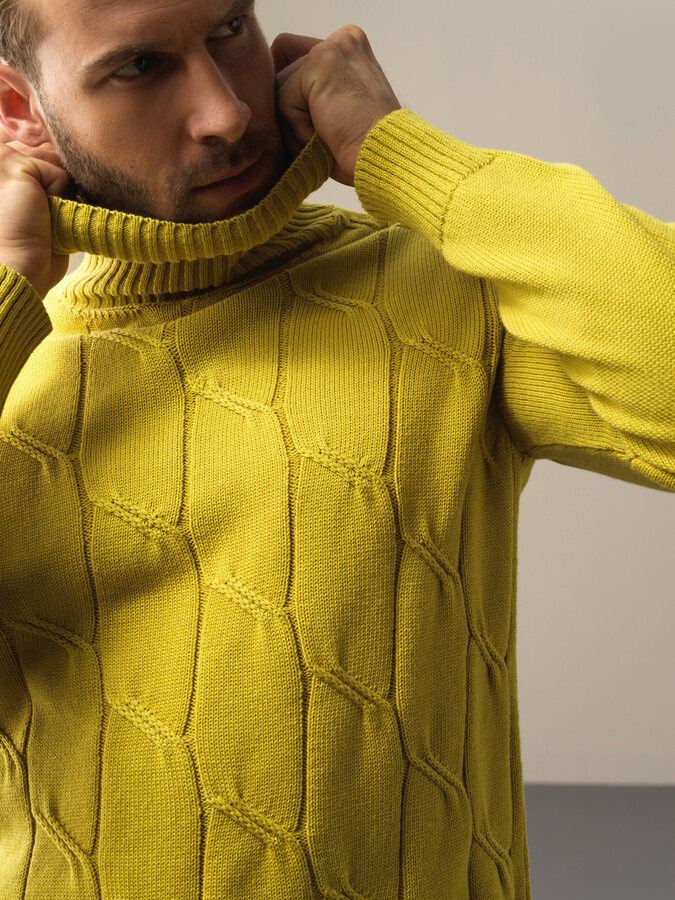 Fisherman Neck Cotton Regular Fit Sweater - Xint