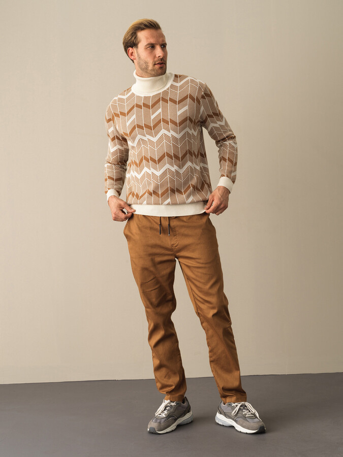 Fisherman Neck Cotton Regular Fit Sweater - Xint