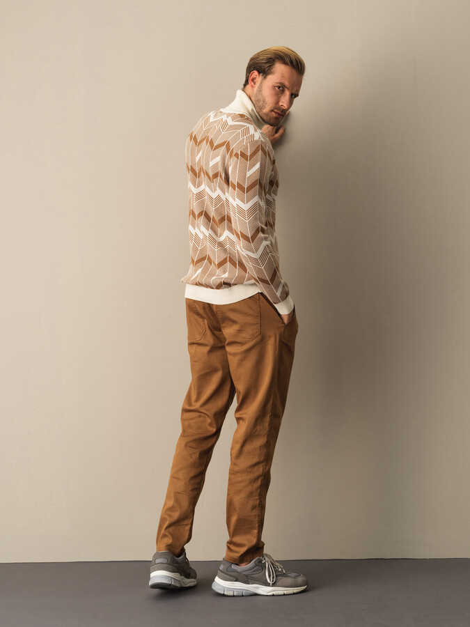 Fisherman Neck Cotton Regular Fit Sweater - Xint