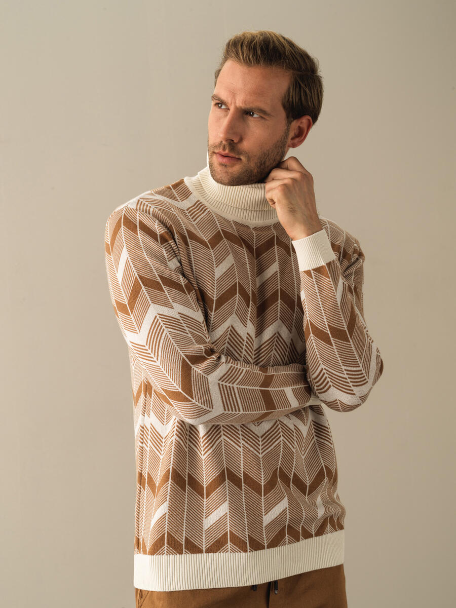 Fisherman Neck Cotton Regular Fit Sweater - 1