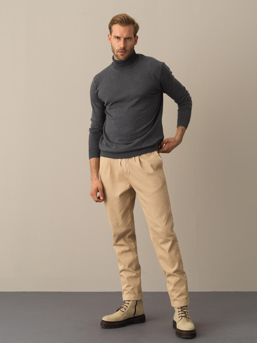 Half Turtleneck Regular Fit Basic Sweater - 2