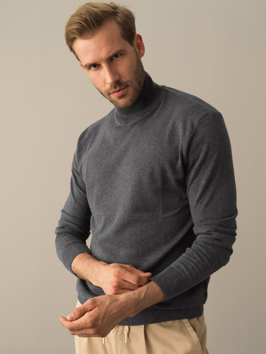 Half Turtleneck Regular Fit Basic Sweater - 1