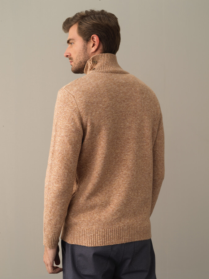 Half Turtleneck Regular Fit Buttoned Sweater - 4
