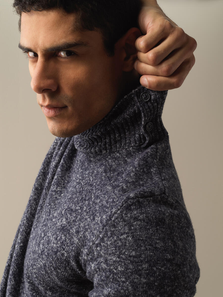 Half Turtleneck Regular Fit Buttoned Sweater - 3