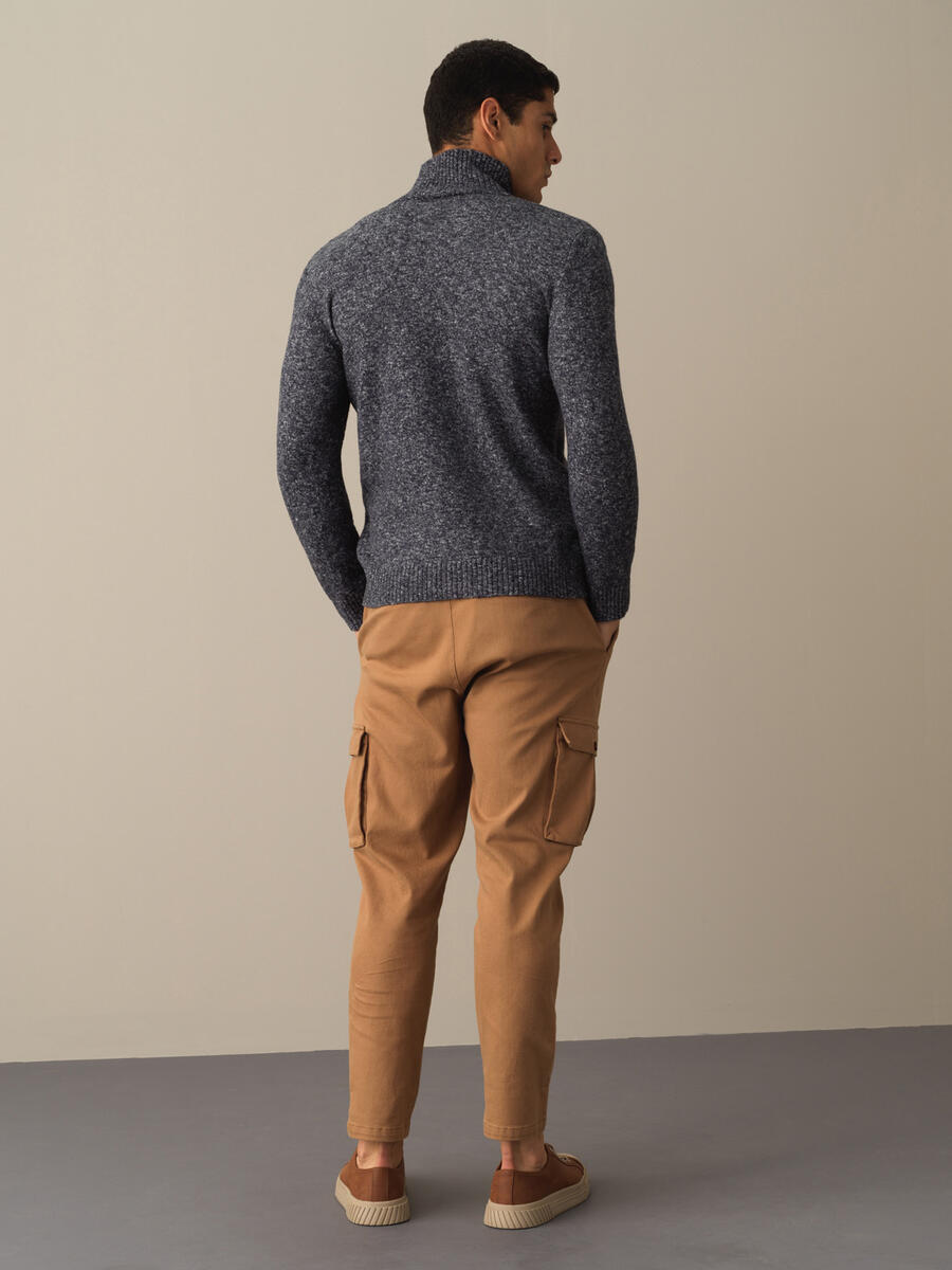 Half Turtleneck Regular Fit Buttoned Sweater - 4