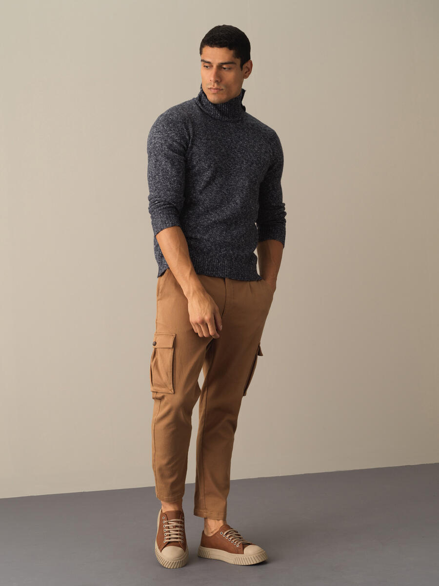 Half Turtleneck Regular Fit Buttoned Sweater - 2