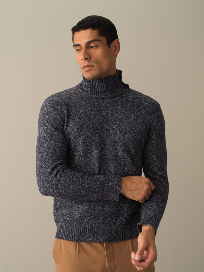 Half Turtleneck Regular Fit Buttoned Sweater - 1