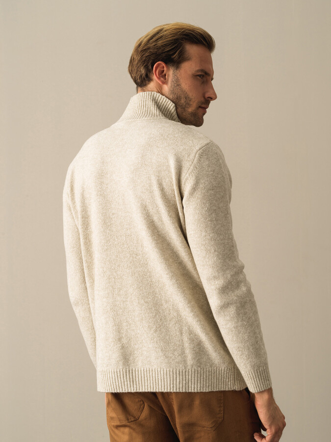 Half Turtleneck Regular Fit Buttoned Sweater - Xint