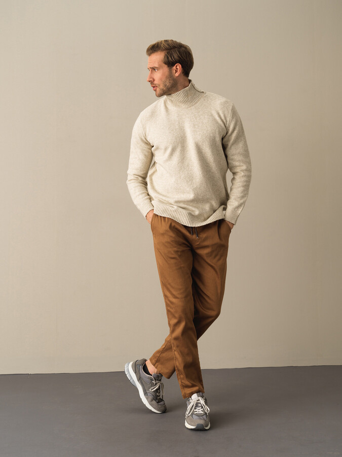 Half Turtleneck Regular Fit Buttoned Sweater - Xint