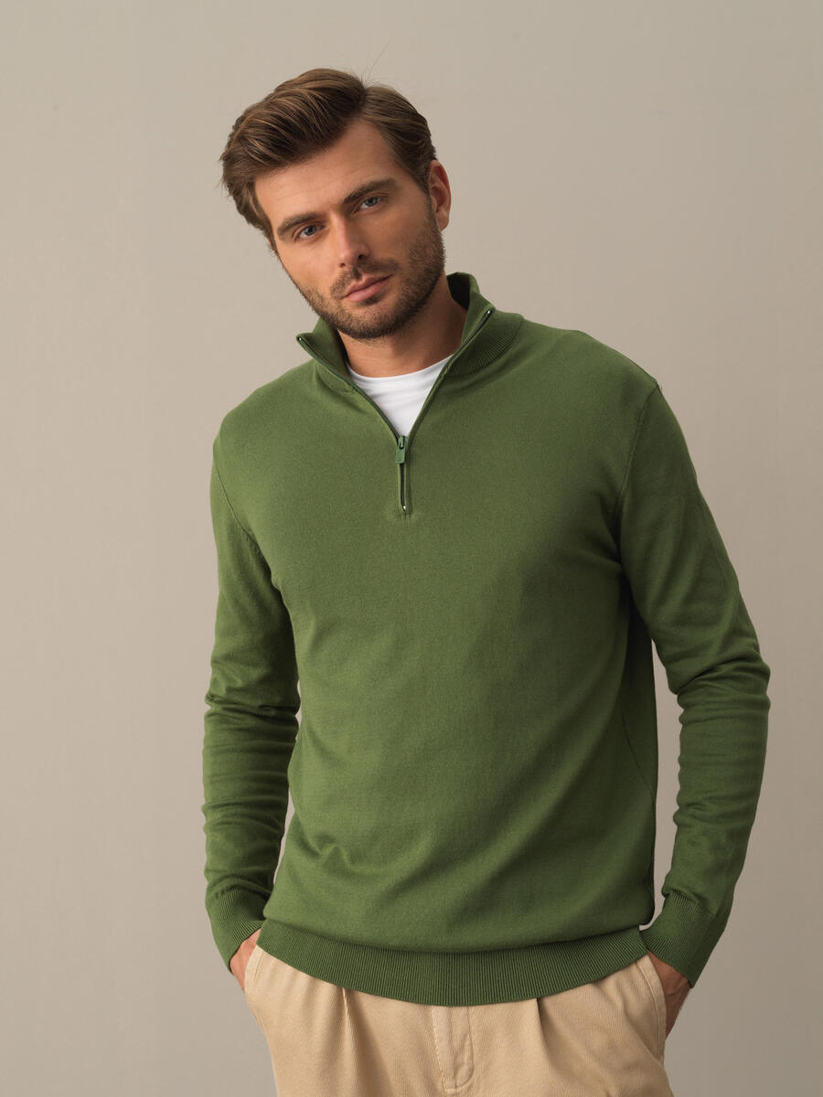 High Neck Cotton Regular Fit Basic Sweater