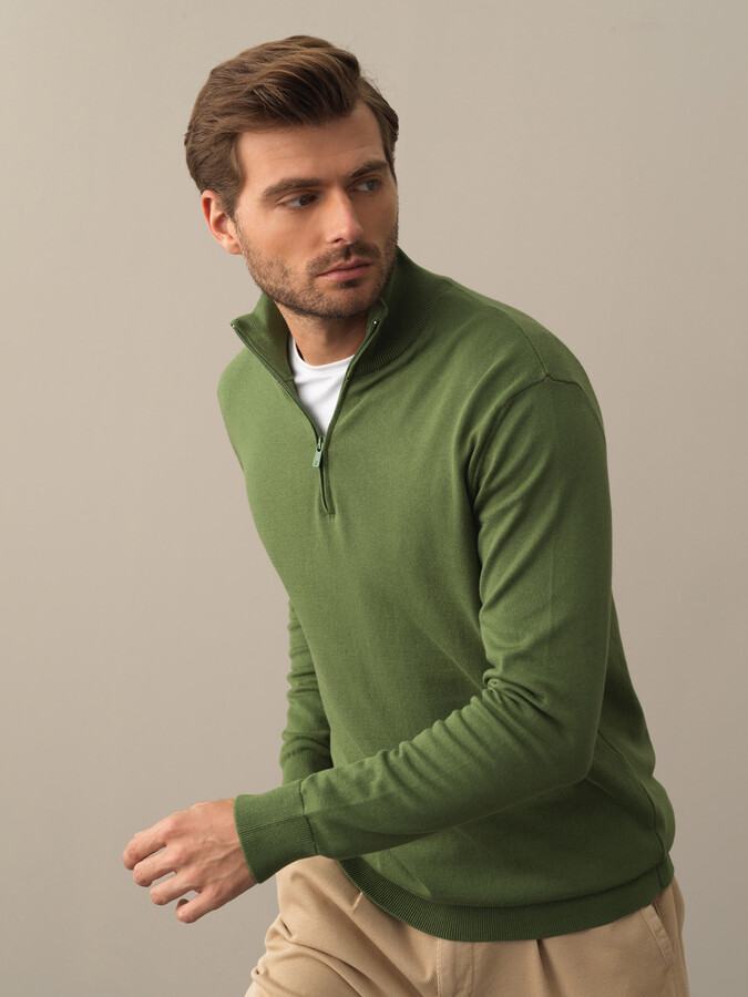 High Neck Cotton Regular Fit Basic Sweater - Xint