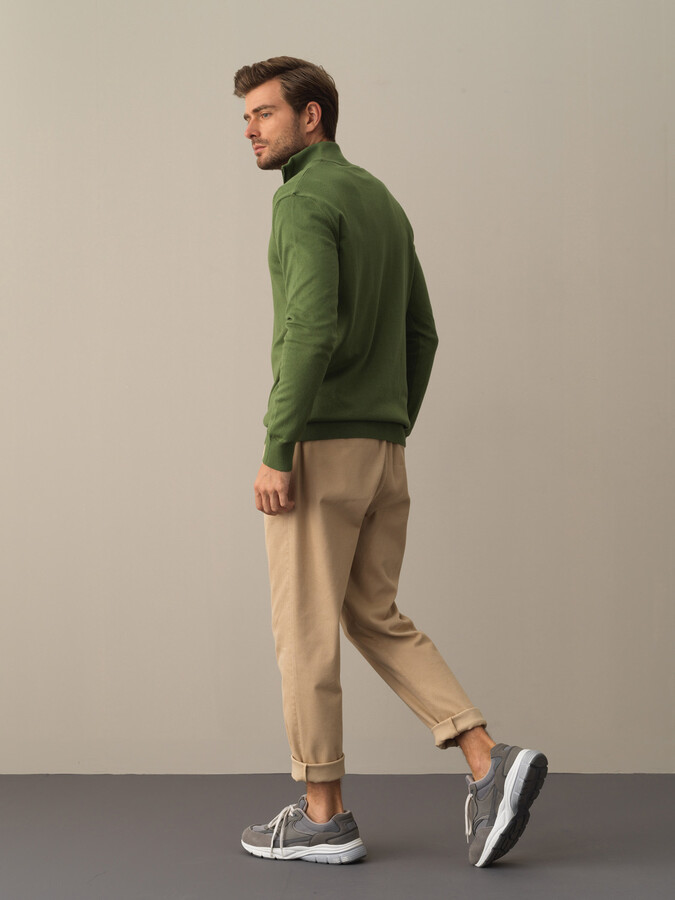 High Neck Cotton Regular Fit Basic Sweater - Xint