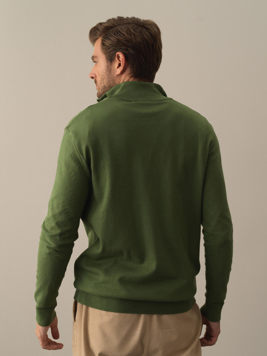 High Neck Cotton Regular Fit Basic Sweater - 5