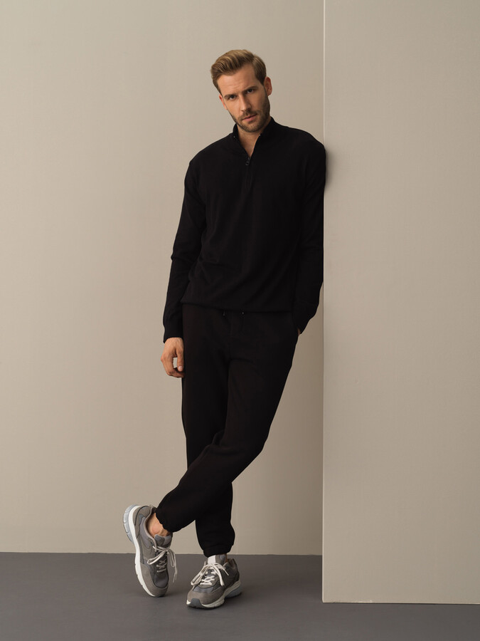 High Neck Cotton Regular Fit Basic Sweater - Xint