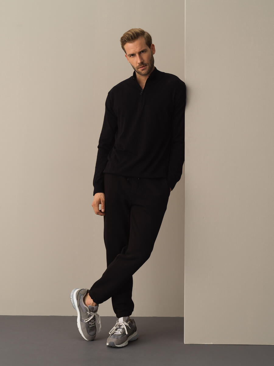 High Neck Cotton Regular Fit Basic Sweater - 2