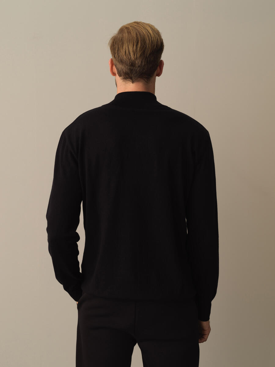 High Neck Cotton Regular Fit Basic Sweater - 3