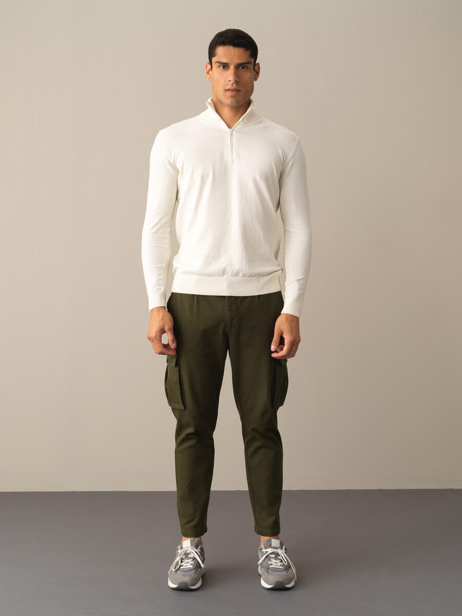 High Neck Cotton Regular Fit Basic Sweater