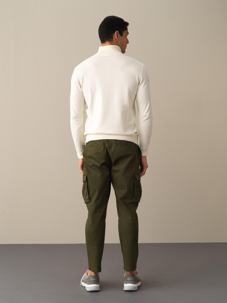 High Neck Cotton Regular Fit Basic Sweater - 5