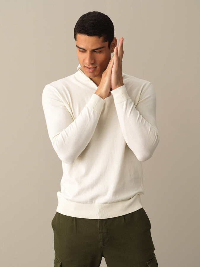 High Neck Cotton Regular Fit Basic Sweater - Xint