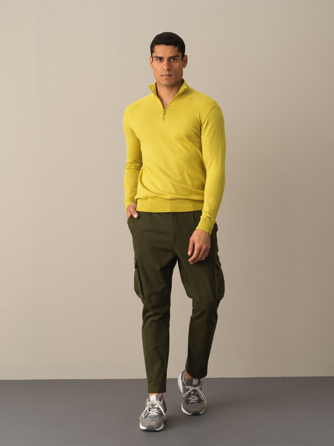 High Neck Cotton Regular Fit Basic Sweater - Xint