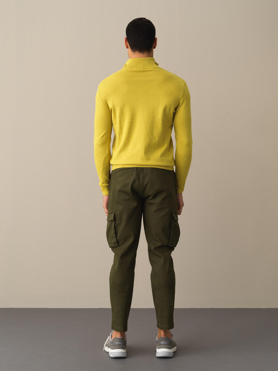 High Neck Cotton Regular Fit Basic Sweater - 4