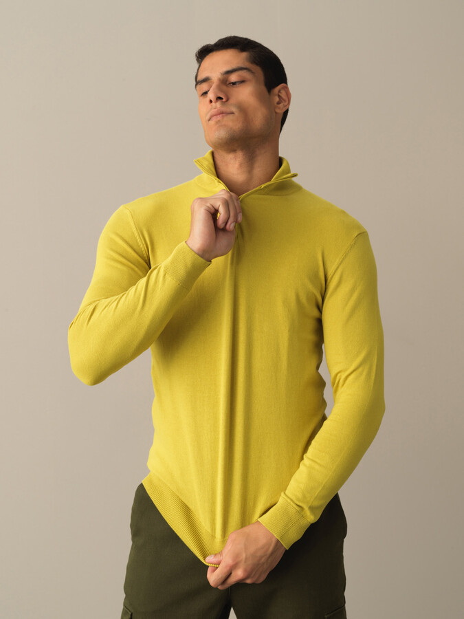 High Neck Cotton Regular Fit Basic Sweater - Xint