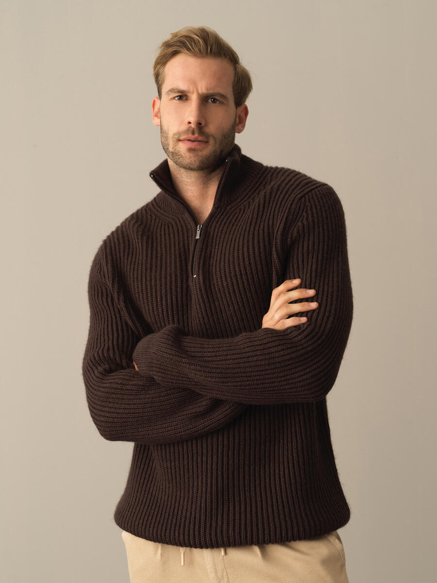 High Neck Regular Fit Half Zip Sweater