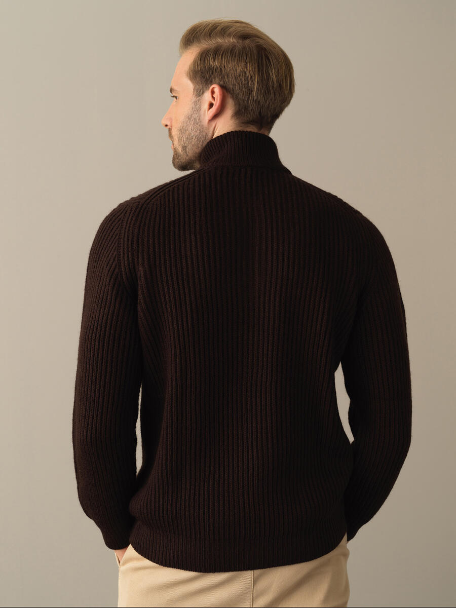 High Neck Regular Fit Half Zip Sweater - 3