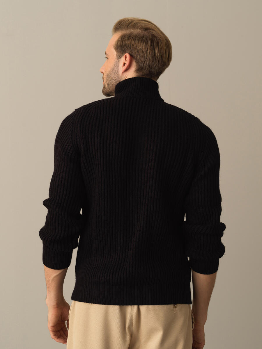 High Neck Regular Fit Half Zip Sweater - 4