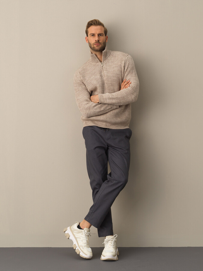 High Neck Regular Fit Half Zip Sweater - Xint