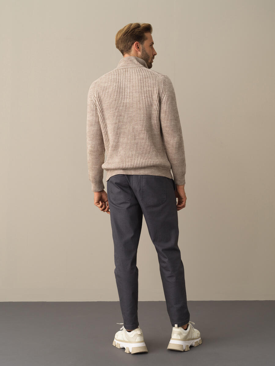 High Neck Regular Fit Half Zip Sweater - 6