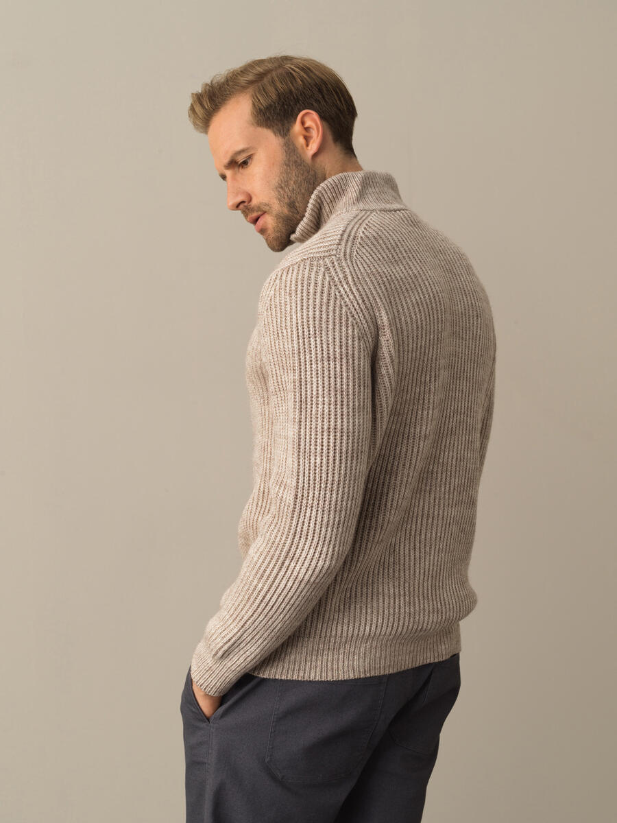 High Neck Regular Fit Half Zip Sweater - 4