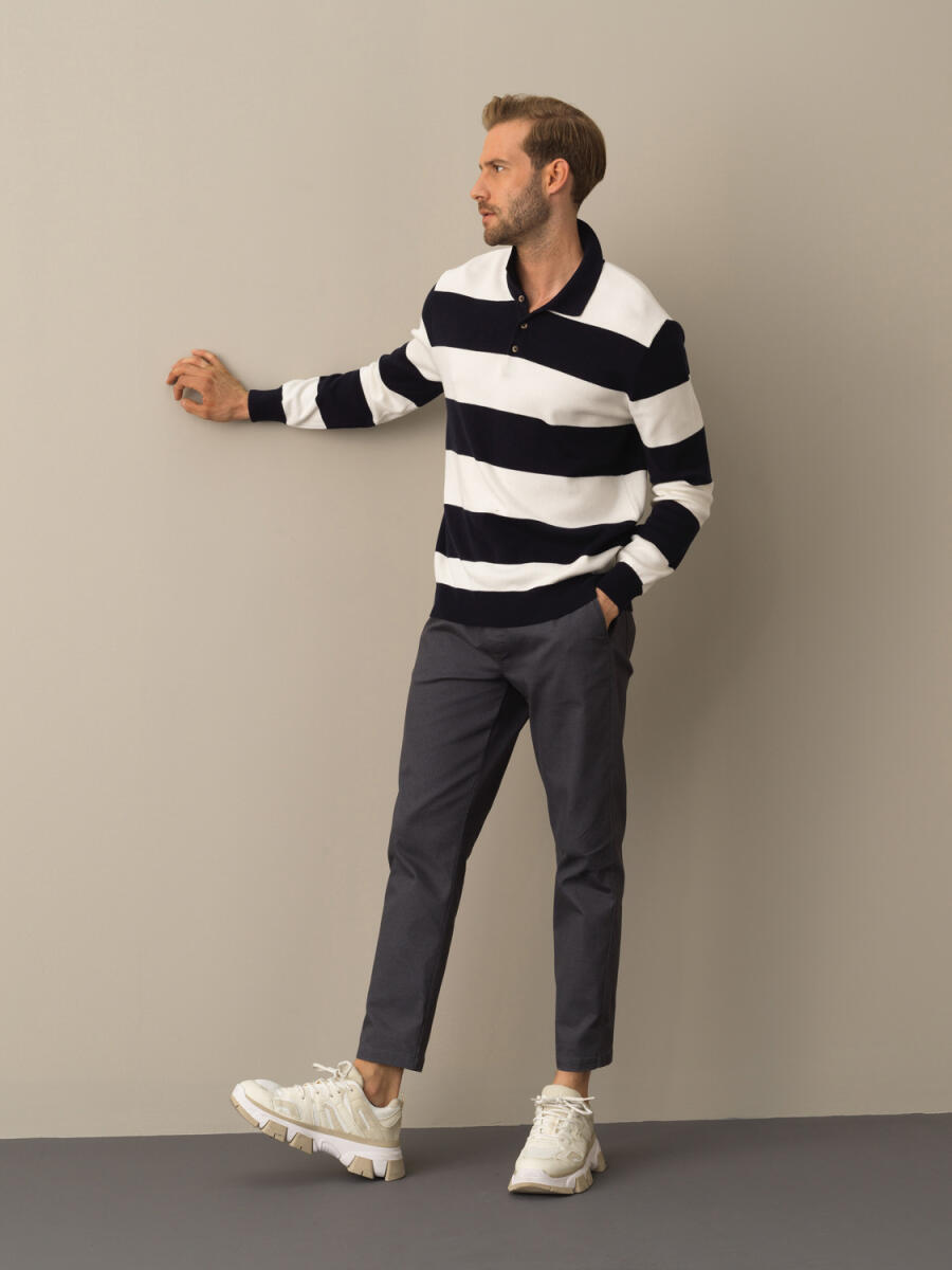 Polo Neck 100% Cotton Regular Fit Sweater - 2