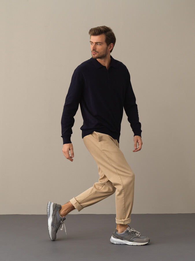 Polo Neck Cotton Regular Fit Basic Sweater - Xint