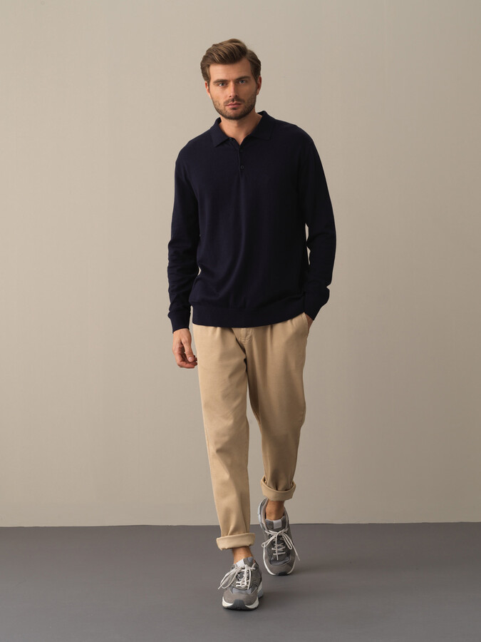 Polo Neck Cotton Regular Fit Basic Sweater - Xint