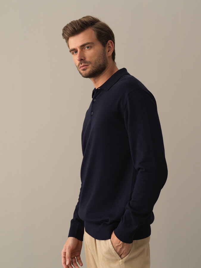 Polo Neck Cotton Regular Fit Basic Sweater - Xint