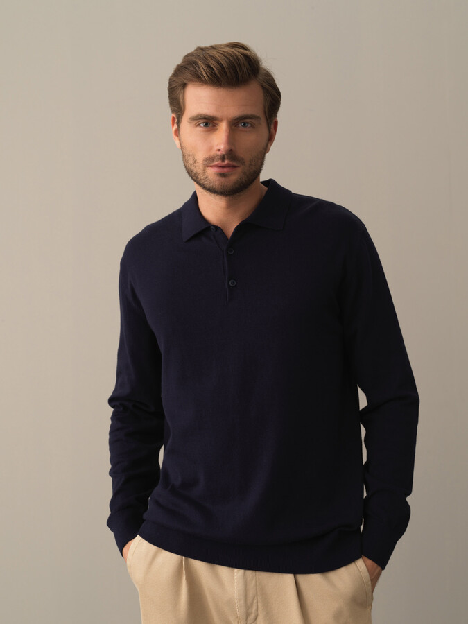 Polo Neck Cotton Regular Fit Basic Sweater - Xint