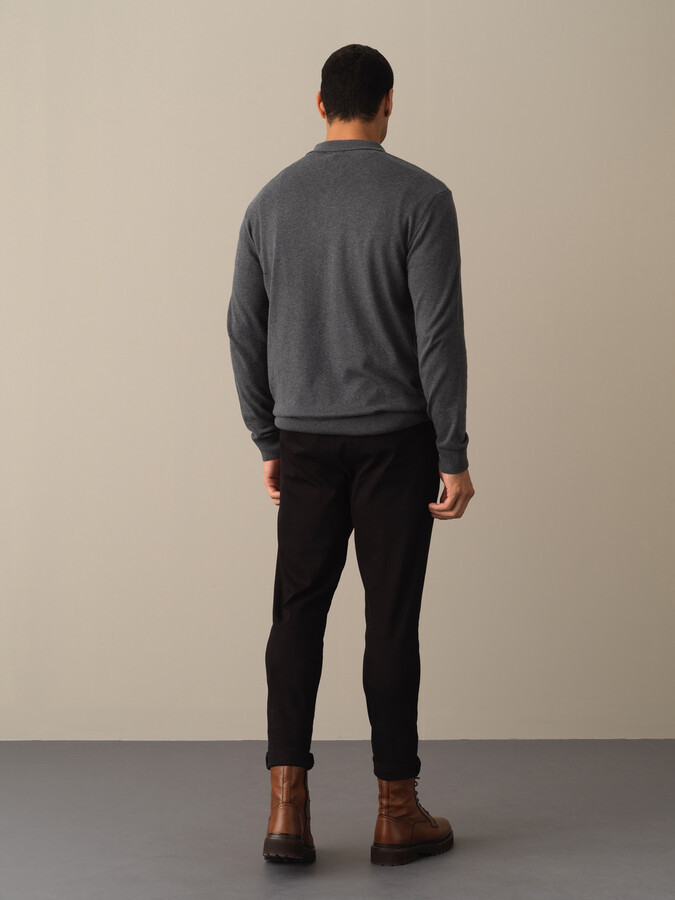 Polo Neck Cotton Regular Fit Basic Sweater - Xint