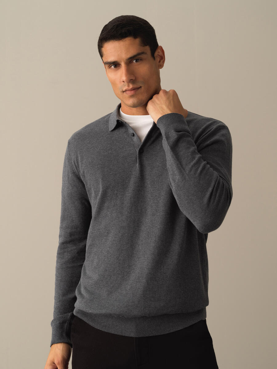 Polo Neck Cotton Regular Fit Basic Sweater - 1