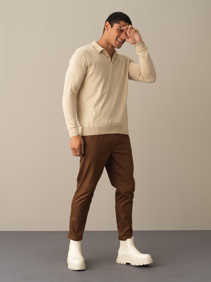Polo Neck Cotton Regular Fit Basic Sweater - Xint