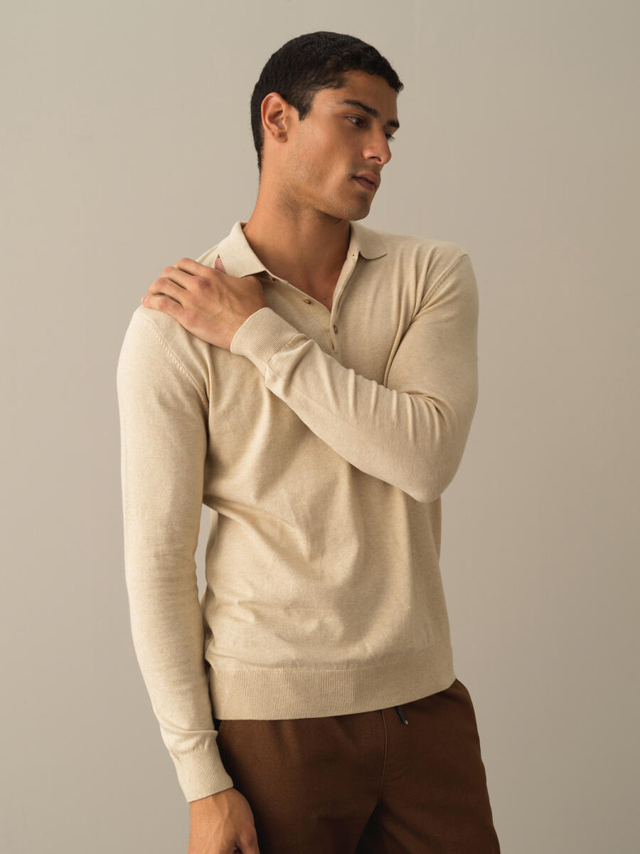 Polo Neck Cotton Regular Fit Basic Sweater